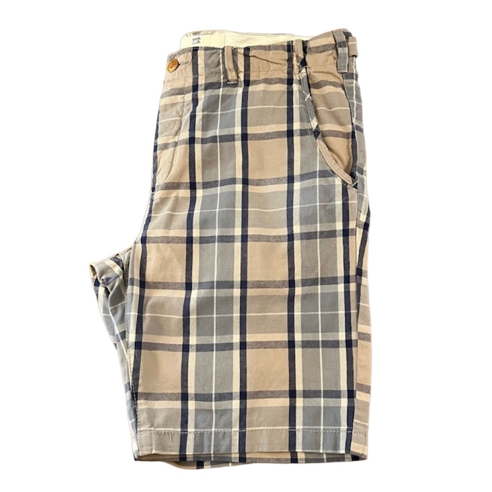 Scotch & Soda 8.5” Tan/Navy Plaid Flat Front Short‎ 30
